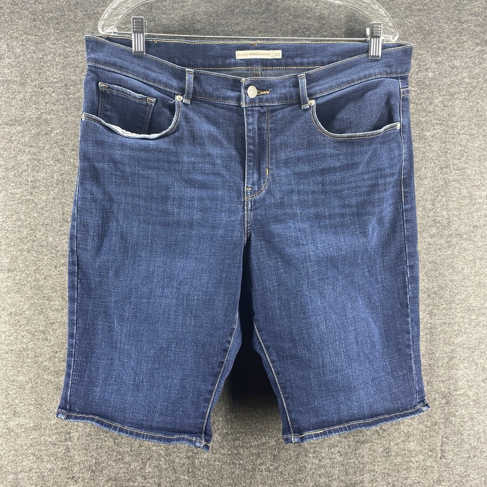 Levis Shorts Womens 36 Blue Denim Stretch Mid Rise Bermuda‎ Western